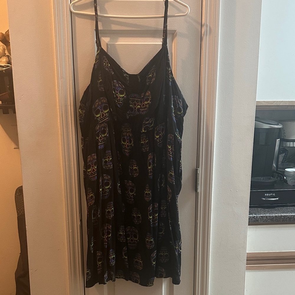 Torrid Black Top with Multicolor Skull Design